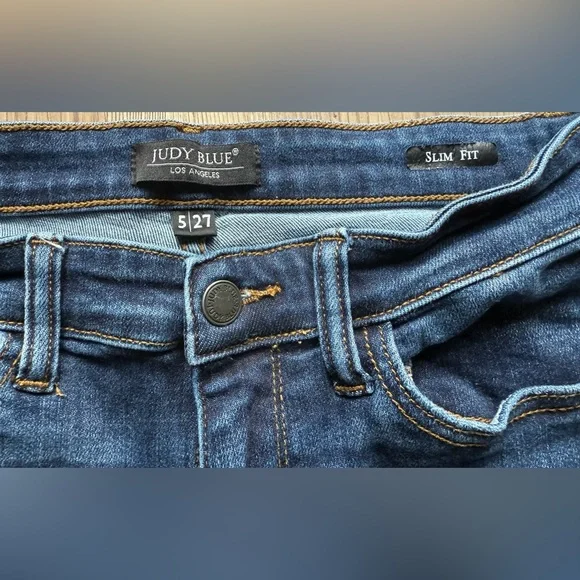 Judy Blue Dark Wash Straight Leg Jeans - Picture 4 of 7